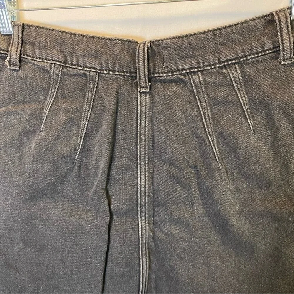 We The Free Cosmico Flirt Jean Mini Skirt Womens Size 30 Pleated‎ Denim Raw Hem